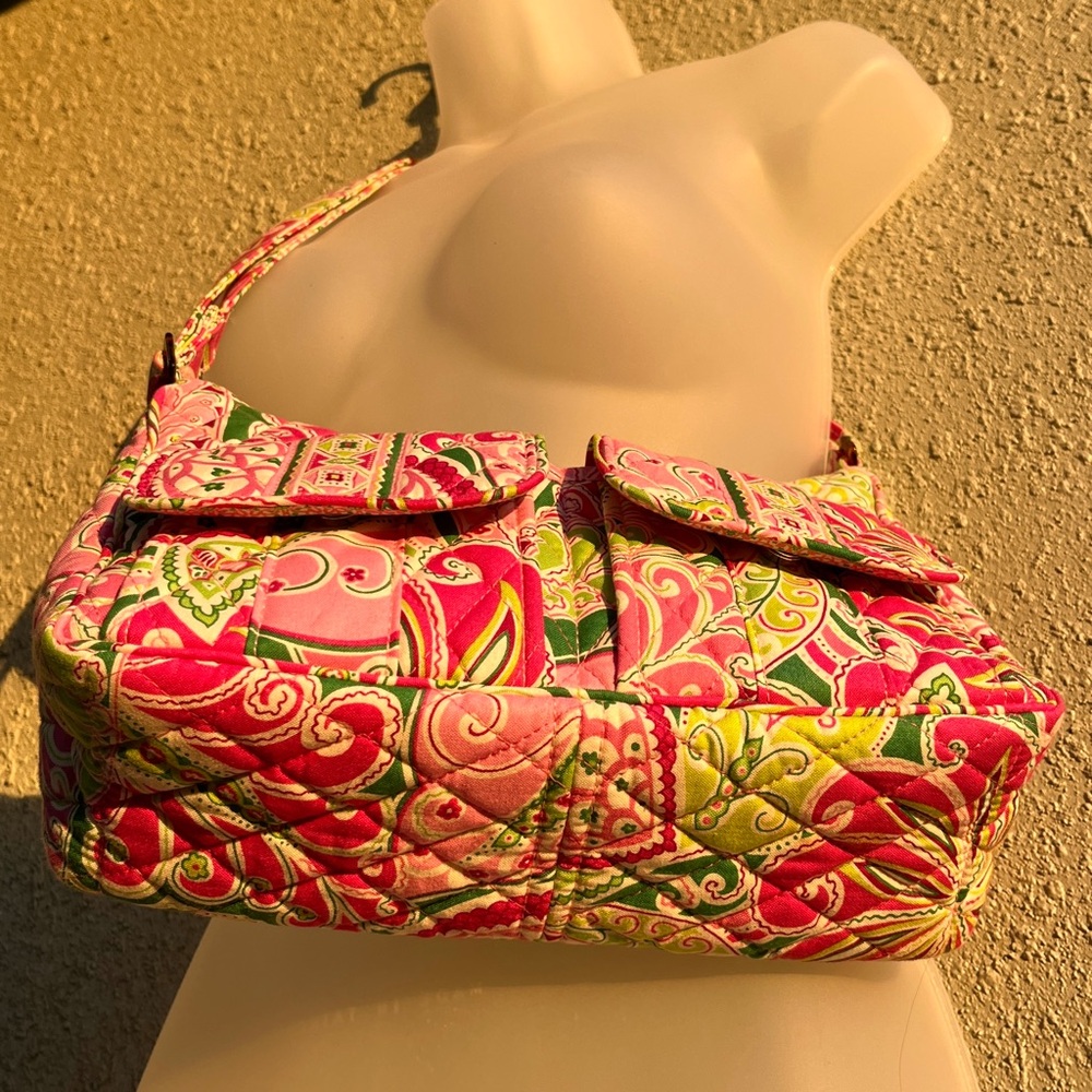 Vera Bradley Pinwheel Pink Small Libby Cargo Hobo Crossbody Bag Purse Pockets - Picture 8 of 16